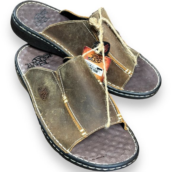NWT Dark Brown Bent Rail Men\'s Slide Justin Boots Casual sandal